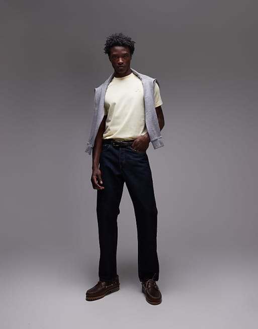 Topman Regular Fit T-shirt With Letter Embroidery In Yellow