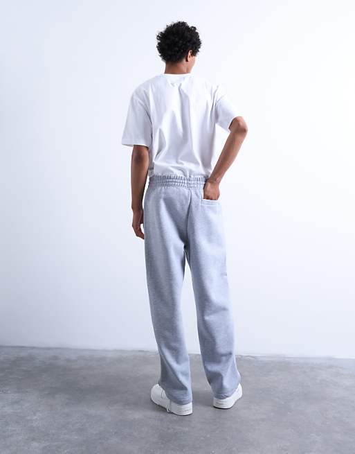 Topman Straight Leg Jogger In Grey Marl