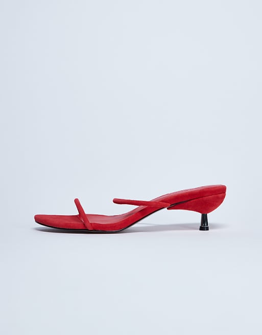 Topshop Ada suede kitten heel mule in red