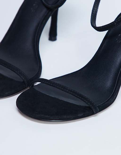 Topshop Alexi Real Suede 2 Part Heeled Sandal In Black