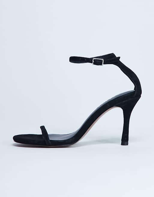 Topshop Alexi real suede 2 part heeled sandal in black