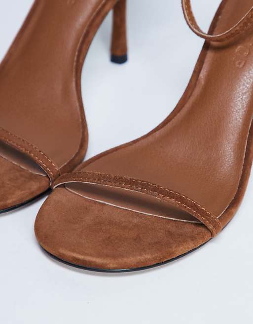 Topshop Alexi Real Suede 2 Part Heeled Sandal In Camel