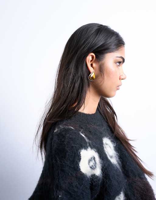 Topshop Bobbi Triangular Stud Pearl Earrings In Silver