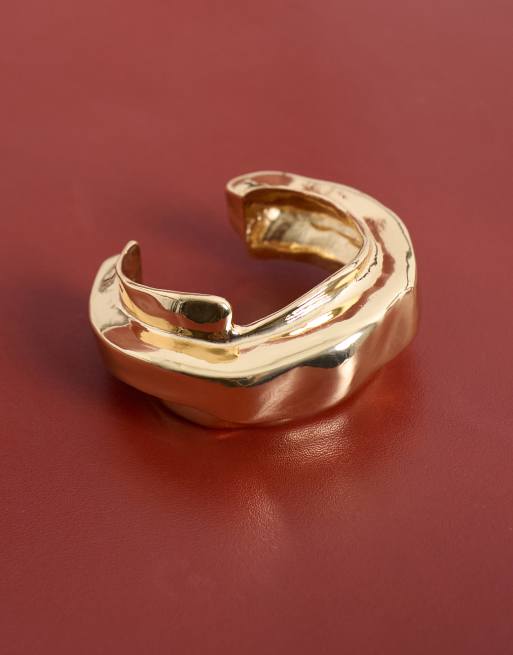 Topshop Brena Asymmetric Bangle In Gold