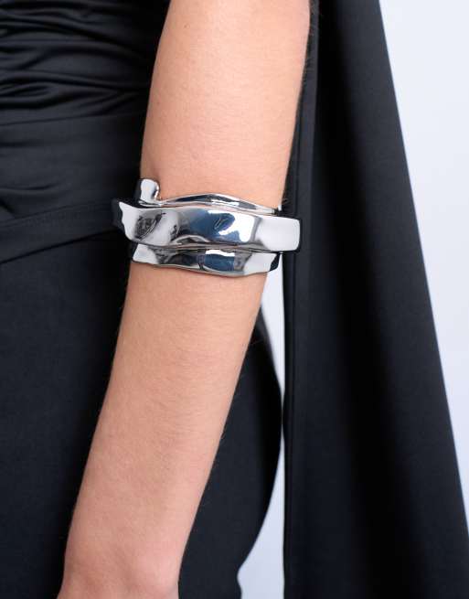 Topshop Brena Asymmetric Bangle In Silver
