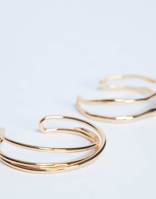 Topshop Brooklyn 2 Pack Cuff Bracelets In Gold Tone
