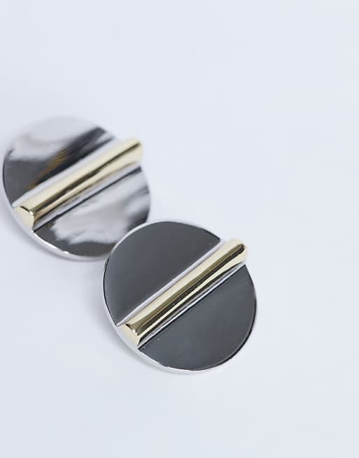 Topshop Buffy Statement Stud Earrings In Silver