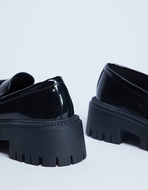 Topshop Cameron Tassel Loafer With Cleated Sole In Black