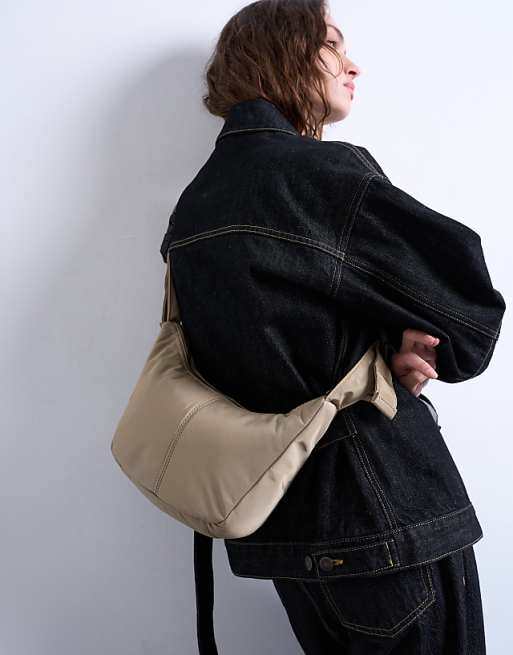 Topshop Carrie Nylon Cross Body Bag In Camel