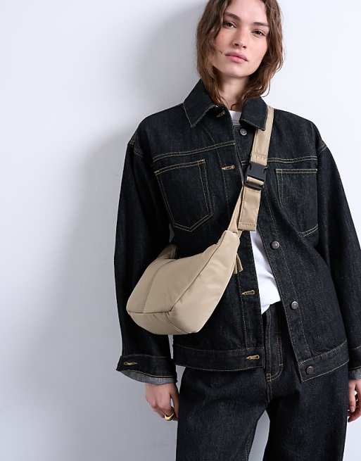Topshop Carrie nylon cross body bag in camel