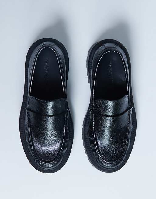 Topshop Cecil Chunky Cleated Sole Loafer In Black