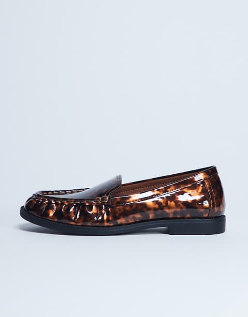 Topshop Coby Ruched Toe Loafer In Tortoise Shell