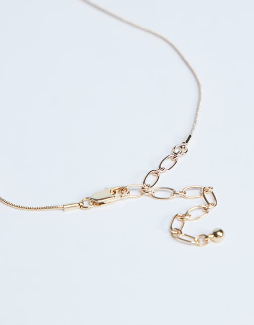 Topshop Farley Dainty Choker Necklace With Pearl Pendant In Gold