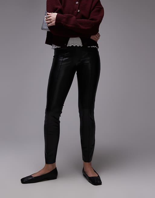 Topshop faux leather skinny trouser in black