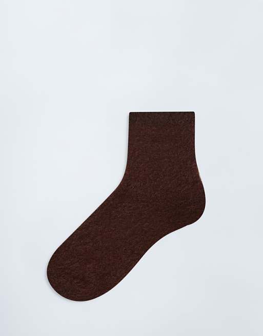 Topshop Fluffy cosy sock in choc