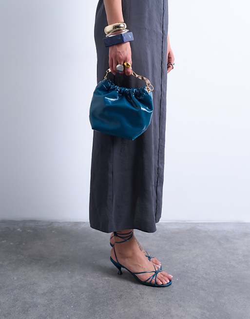 Topshop Gabriette Metal Trim Handle Grab Bag In Teal