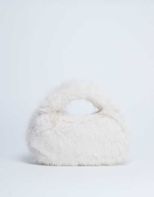 Topshop Gemima faux fur grab bag in off white