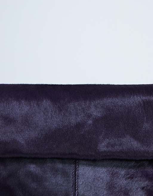 Topshop Georgia Leather Folded Clutch Grab Bag In Purple Pony