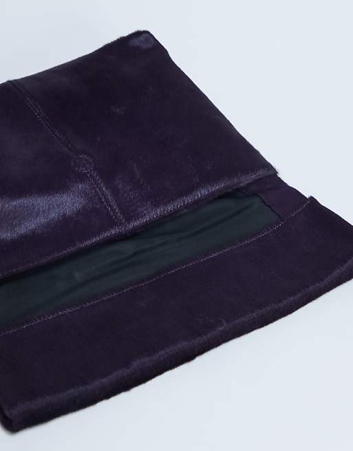 Topshop Georgia Leather Folded Clutch Grab Bag In Purple Pony