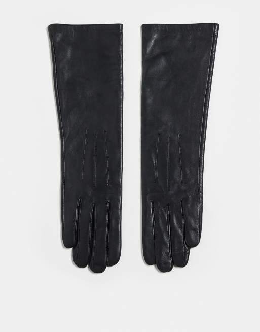 Topshop Gibson Leather Gloves In Black