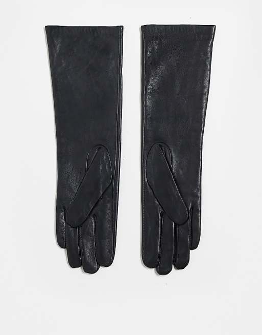Topshop Gibson leather gloves in black