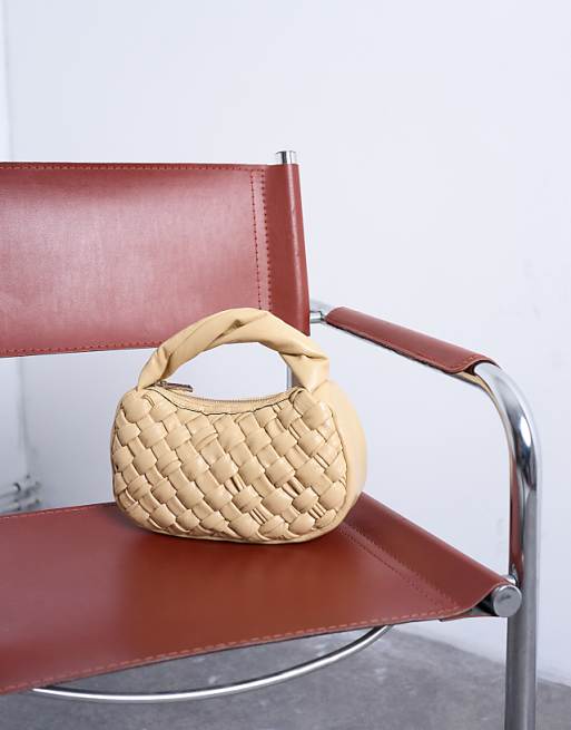 Topshop Gladys Woven Grab Bag In Buttermilk