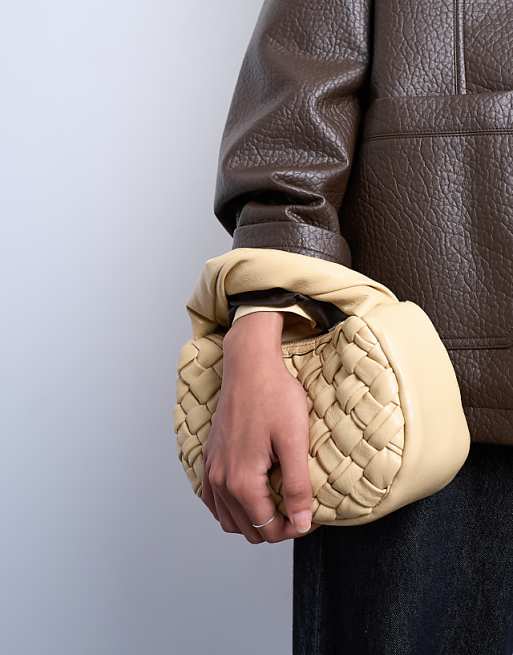 Topshop Gladys Woven Grab Bag In Buttermilk