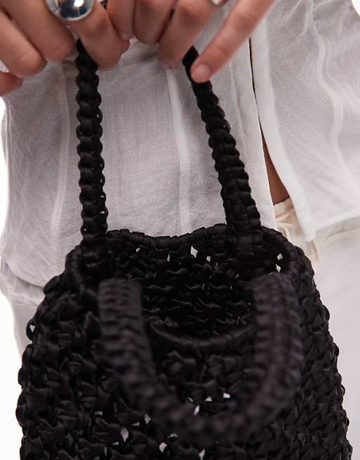 Topshop Gracie Crochet Grab Bag In Black