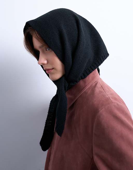 Topshop Heidi hooded scarf in black