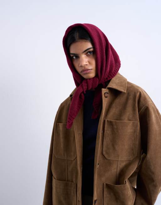 Topshop Heidi Hooded Scarf In Burgundy