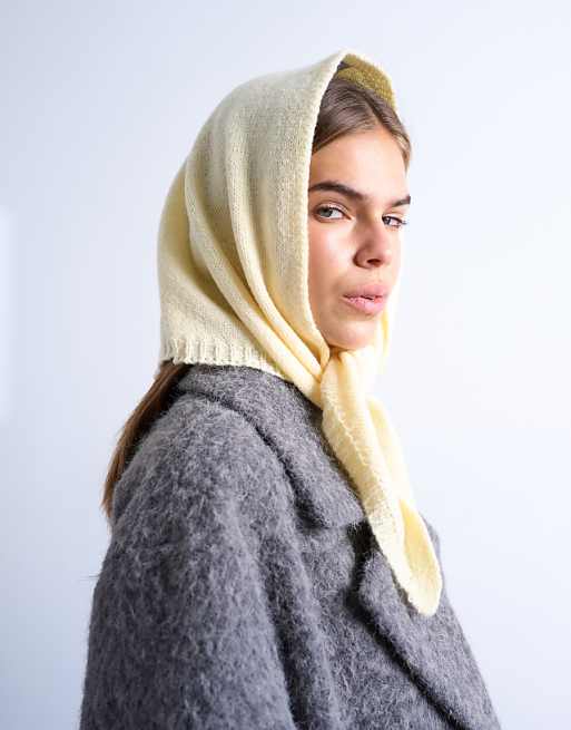 Topshop Heidi hooded scarf in buttermilk