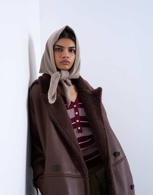 Topshop Heidi Hooded Scarf In Taupe