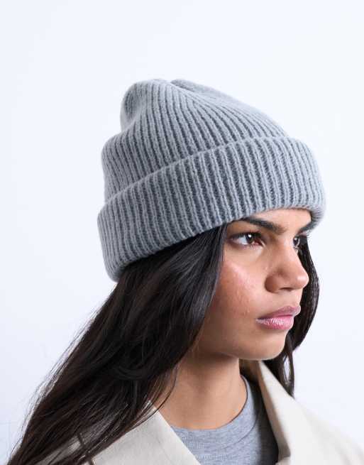 Topshop Henry Ribbed Beanie In Grey