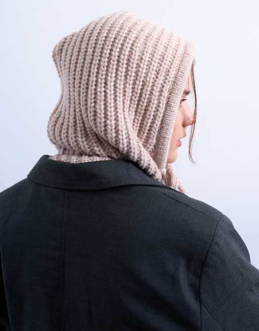 Topshop Hero Hooded Balaclava In Beige
