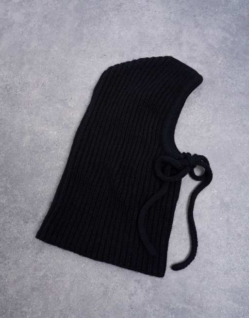 Topshop Hero Ribbed Balaclava In Black