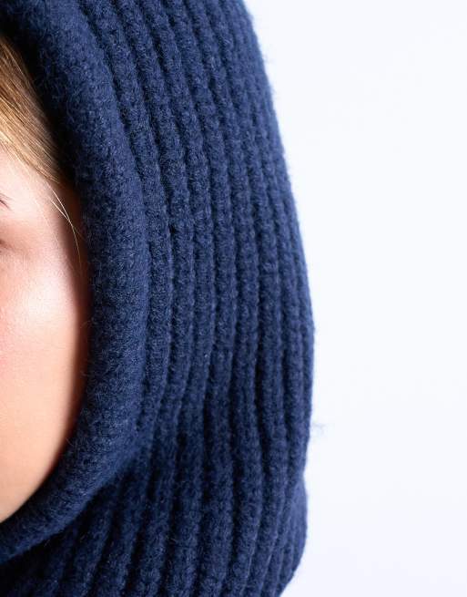 Topshop Hero Ribbed Balaclava In Navy