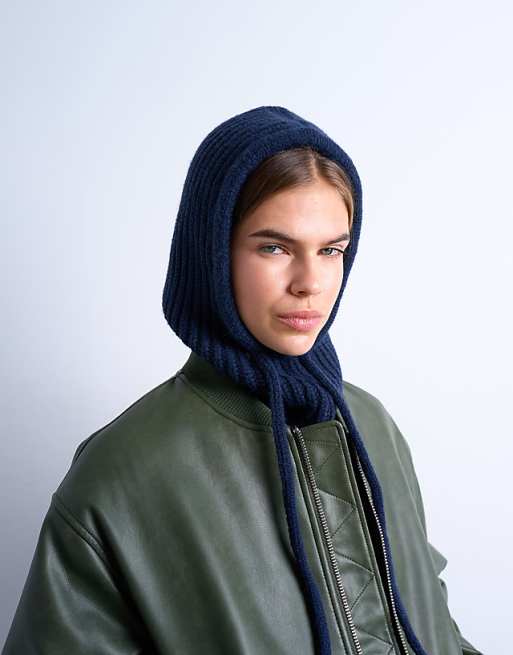 Topshop Hero ribbed balaclava in navy