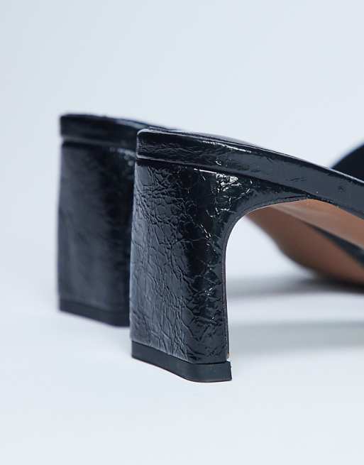 Topshop Idea Patent Square Toe Mule In Black