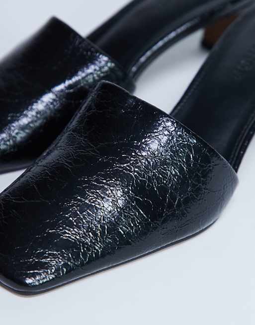 Topshop Idea Patent Square Toe Mule In Black