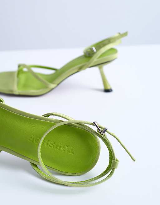 Topshop Ila Toe Loop Mid Heel Sandal In Green