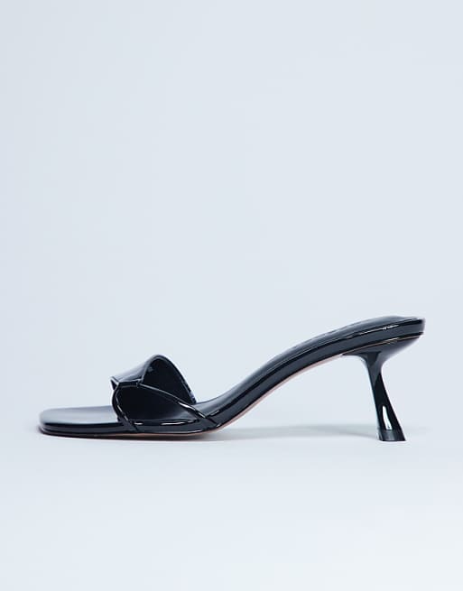 Topshop Ily Patent Heeled Mule In Black