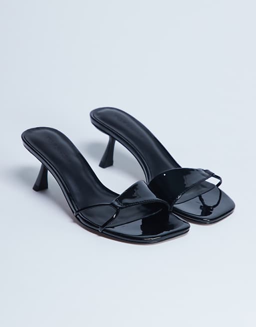 Topshop Ily patent heeled mule in black