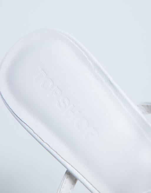 Topshop Indigo Strappy Angled Heel Mule In Off White