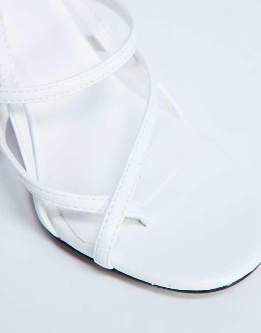 Topshop Indigo Strappy Angled Heel Mule In Off White