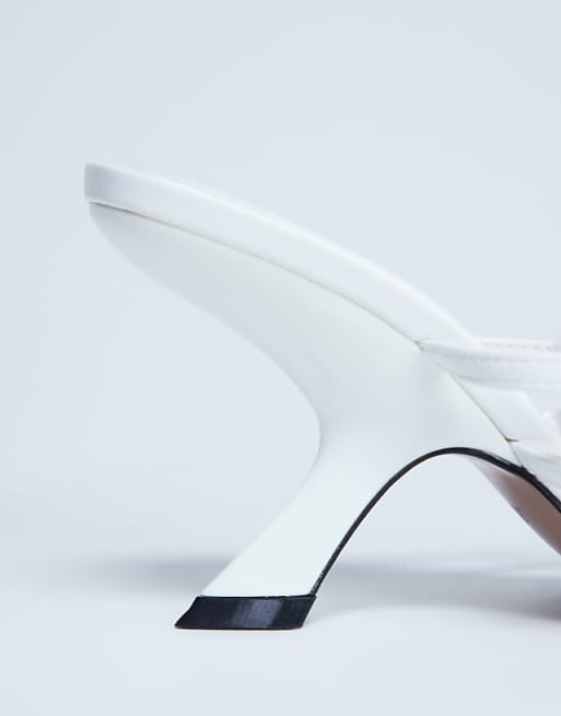 Topshop Indigo Strappy Angled Heel Mule In Off White