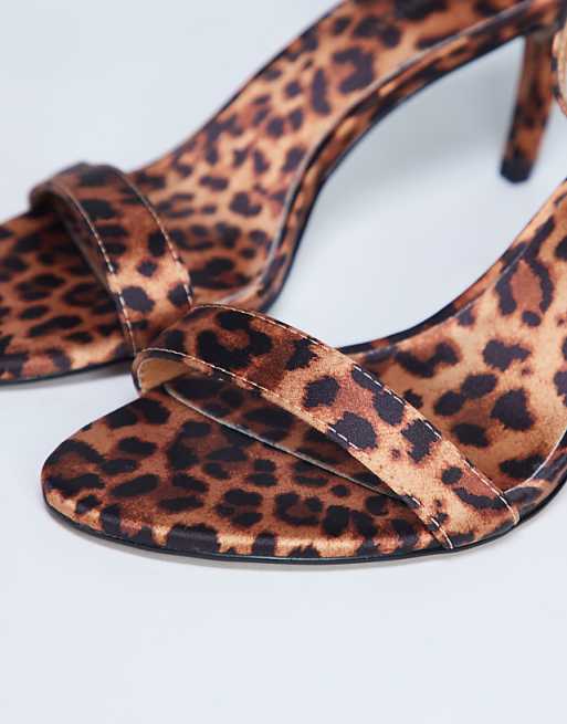 Topshop Isabelle 2 Part Banana Heel Sandal In Leopard Print