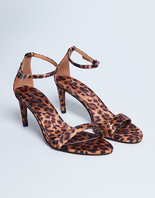 Topshop Isabelle 2 Part Banana Heel Sandal In Leopard Print