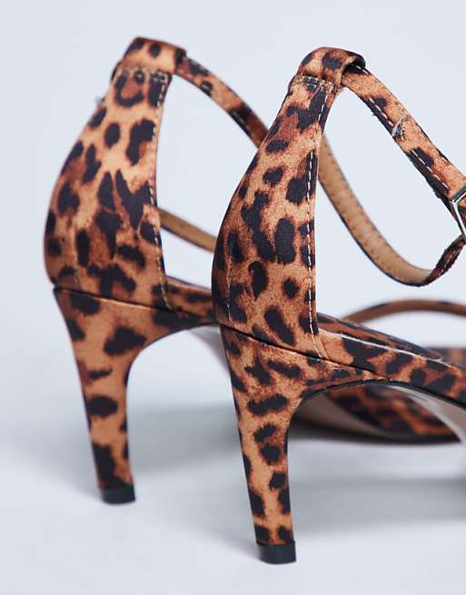 Topshop Isabelle 2 Part Banana Heel Sandal In Leopard Print