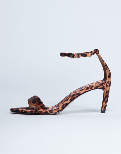 Topshop Isabelle 2 part banana heel sandal in leopard print