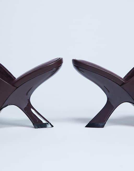 Topshop Isai Beaded Toe Thong Heeled Mule In Burgundy